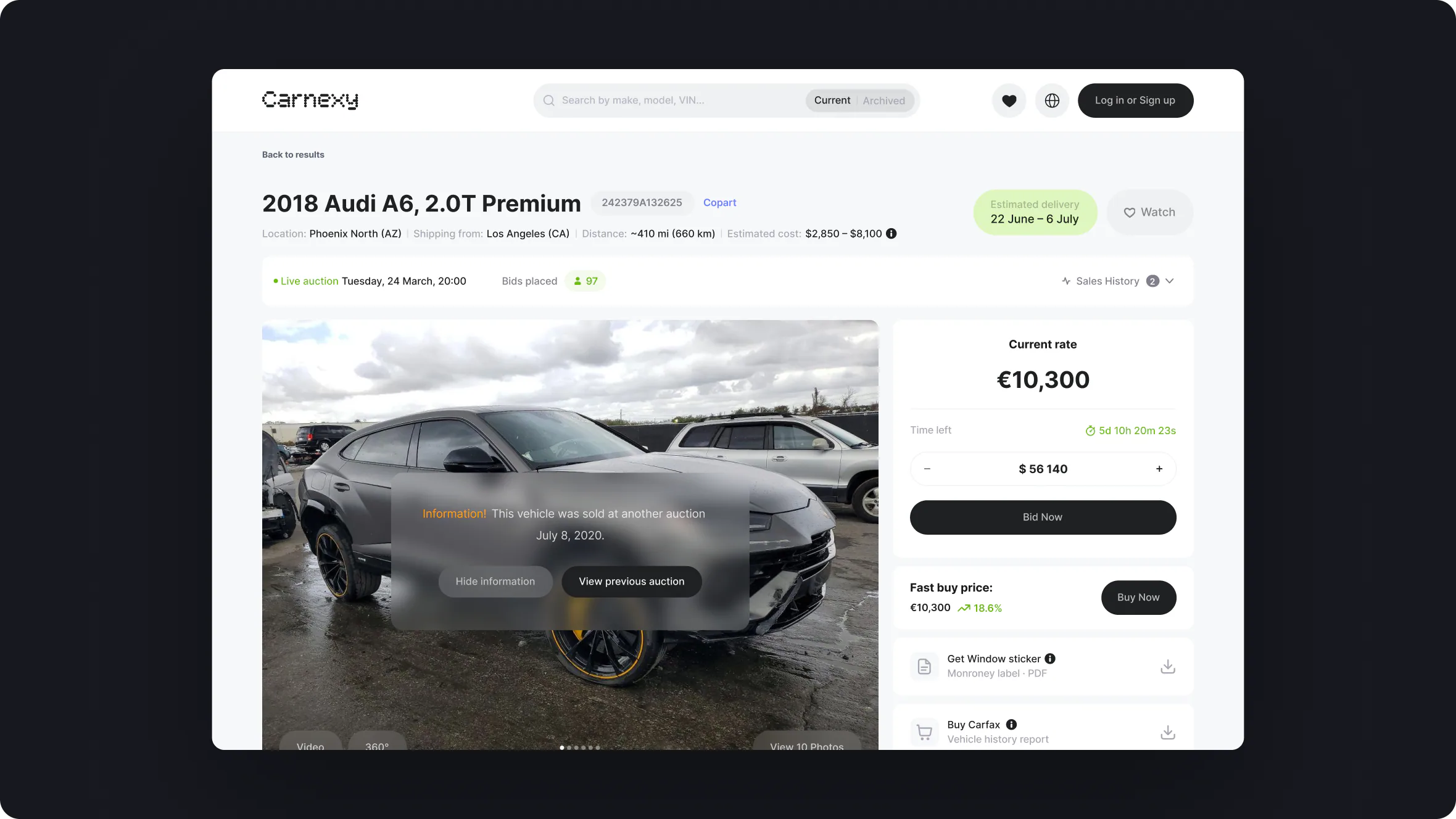 Carnexy: Car page