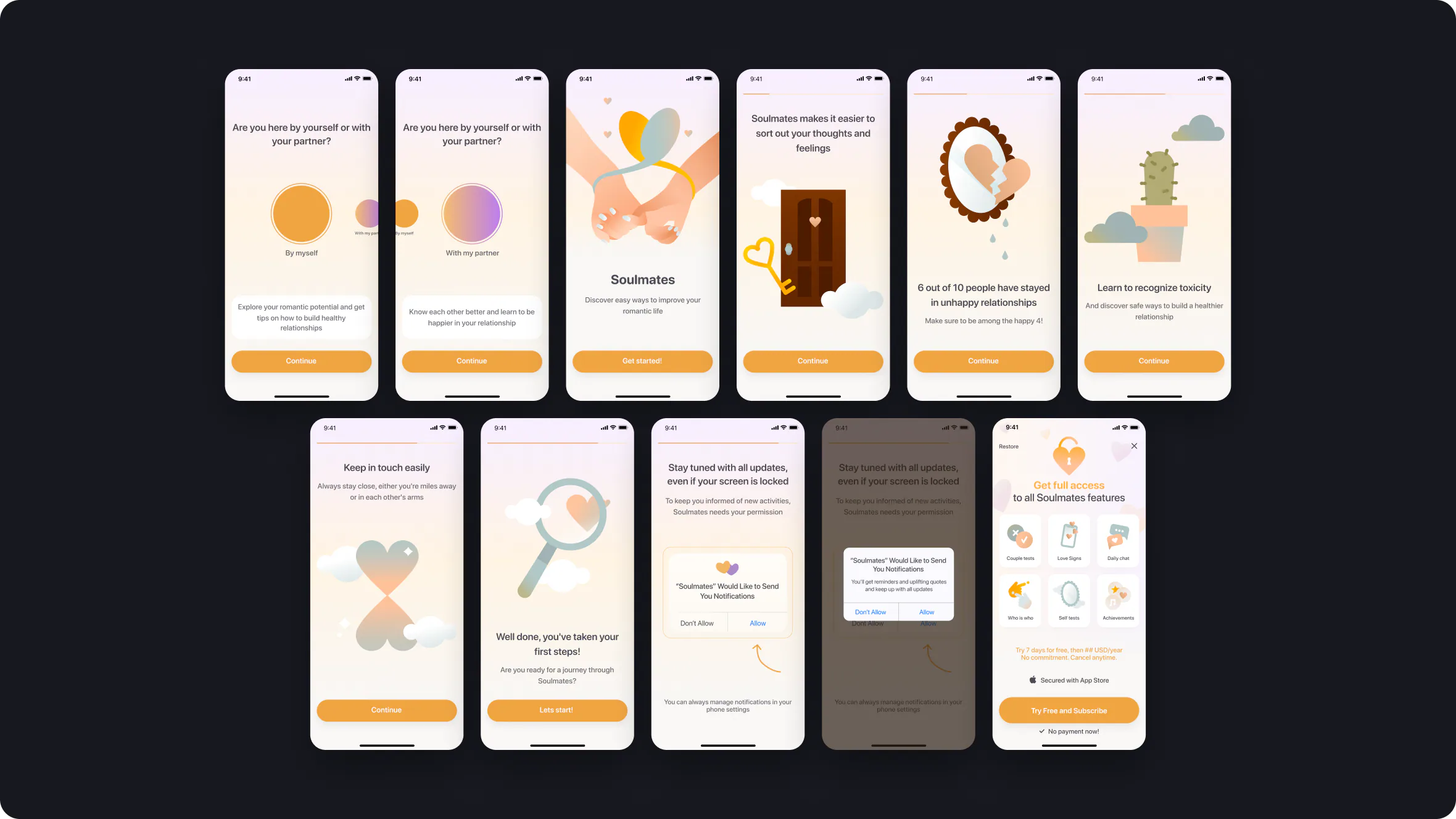 Soulmates: C · Pain points · 11 screens
